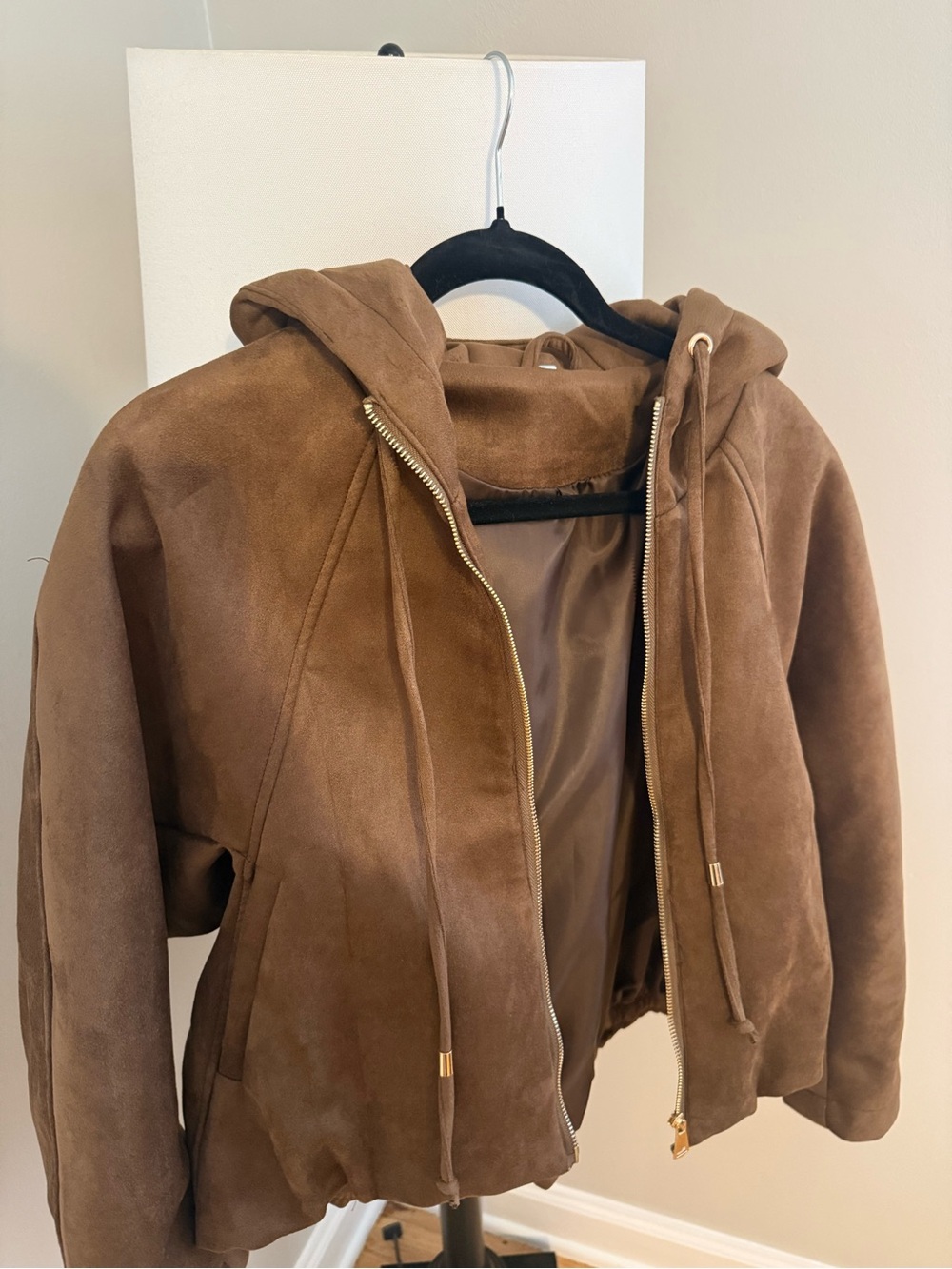 Brown Suede Bomber Jacket - Picture 6 of 8